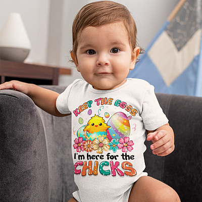 Alternative view of Keep The Eggs I'm Here For The Chicks Baby Onesie - Baby Infant Bodysuit
