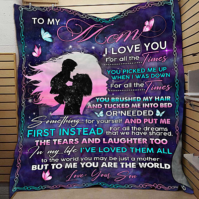 Alternative view of From Son To My Mom I Love You For All The Times You Picked Me Up Fleece Blanket - Mink Sherpa Blanket