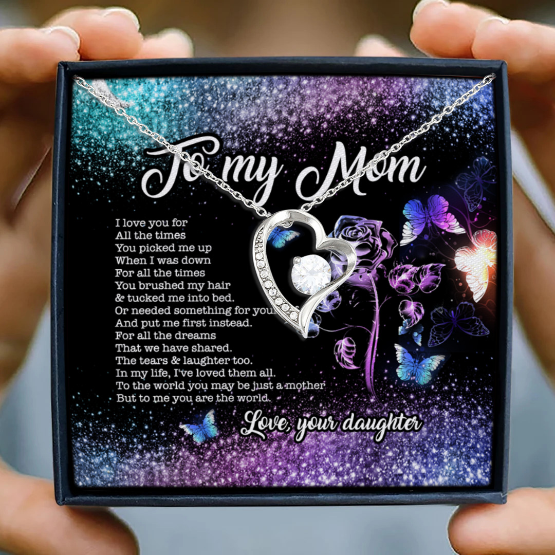 13 HG. To My Mom I Love You Forever Love Necklace (Silver) 3