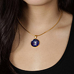 Virgo Zodiac Symbol Circle Pendant Necklace - 12 Zodiac Horoscope Jewelry - Circle Luxury Necklace (Gold Plated)