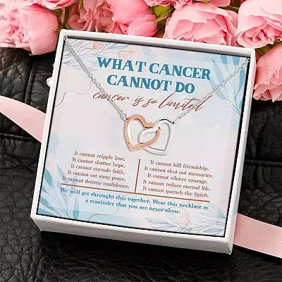 What Cancer Cannot Do Cancer Is So Limited Interlocking Hearts Pendant Necklace