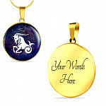 Capricorn Zodiac Symbol Circle Pendant Necklace - 12 Zodiac Horoscope Jewelry - Circle Luxury Necklace (Gold Plated) Capricorn Zodiac Symbol Circle Pendant Necklace - 12 Zodiac Horoscope Jewelry - Circle Luxury Necklace (Gold Plated)