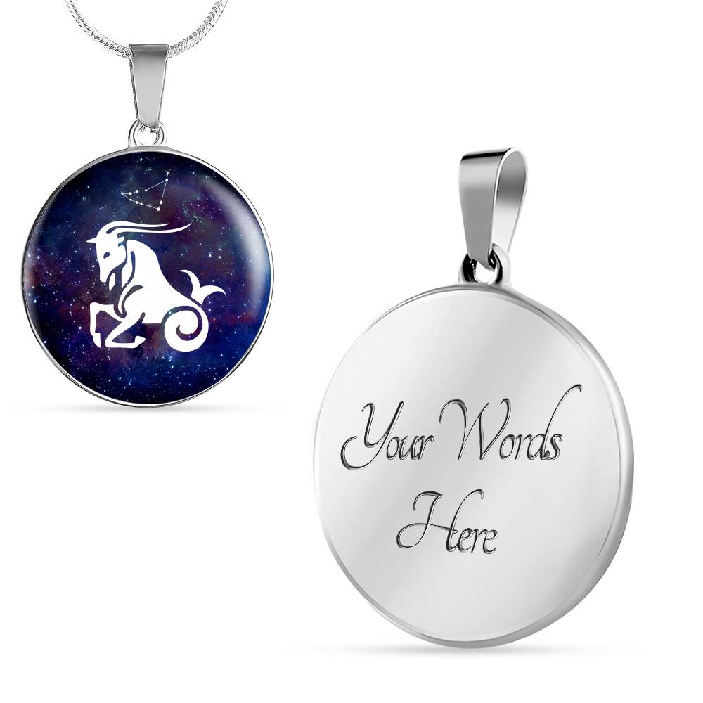 Capricorn Zodiac Symbol Circle Pendant Necklace - 12 Zodiac Horoscope Jewelry - Circle Luxury Necklace (Silver) Capricorn Zodiac Symbol Circle Pendant Necklace - 12 Zodiac Horoscope Jewelry - Circle Luxury Necklace (Silver)