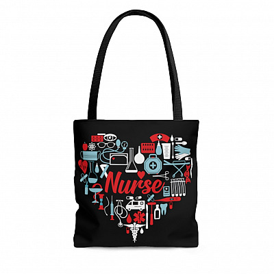 Nurse Love All Over Print Tote Bag - Shoulder Bag - Reusable Grocery Shopping Bag