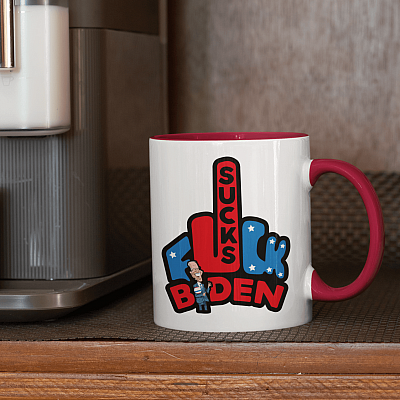 Alternative view of Sleepy Biden Is Not My President - Trump 2024 He'll Back Biden Sucks Accent Mug