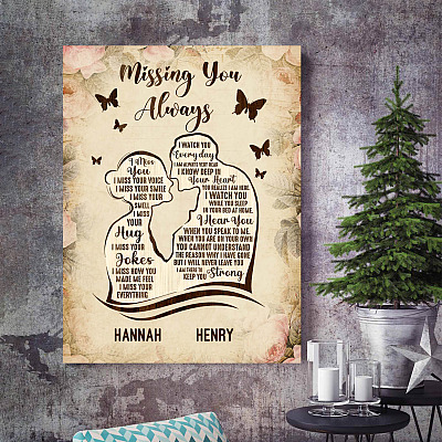 Alternative view of Personalized Husband Memorial Gift - Missing You Always Gift for Wife Who Lost Husband Framed Canvas - Unframed Poster