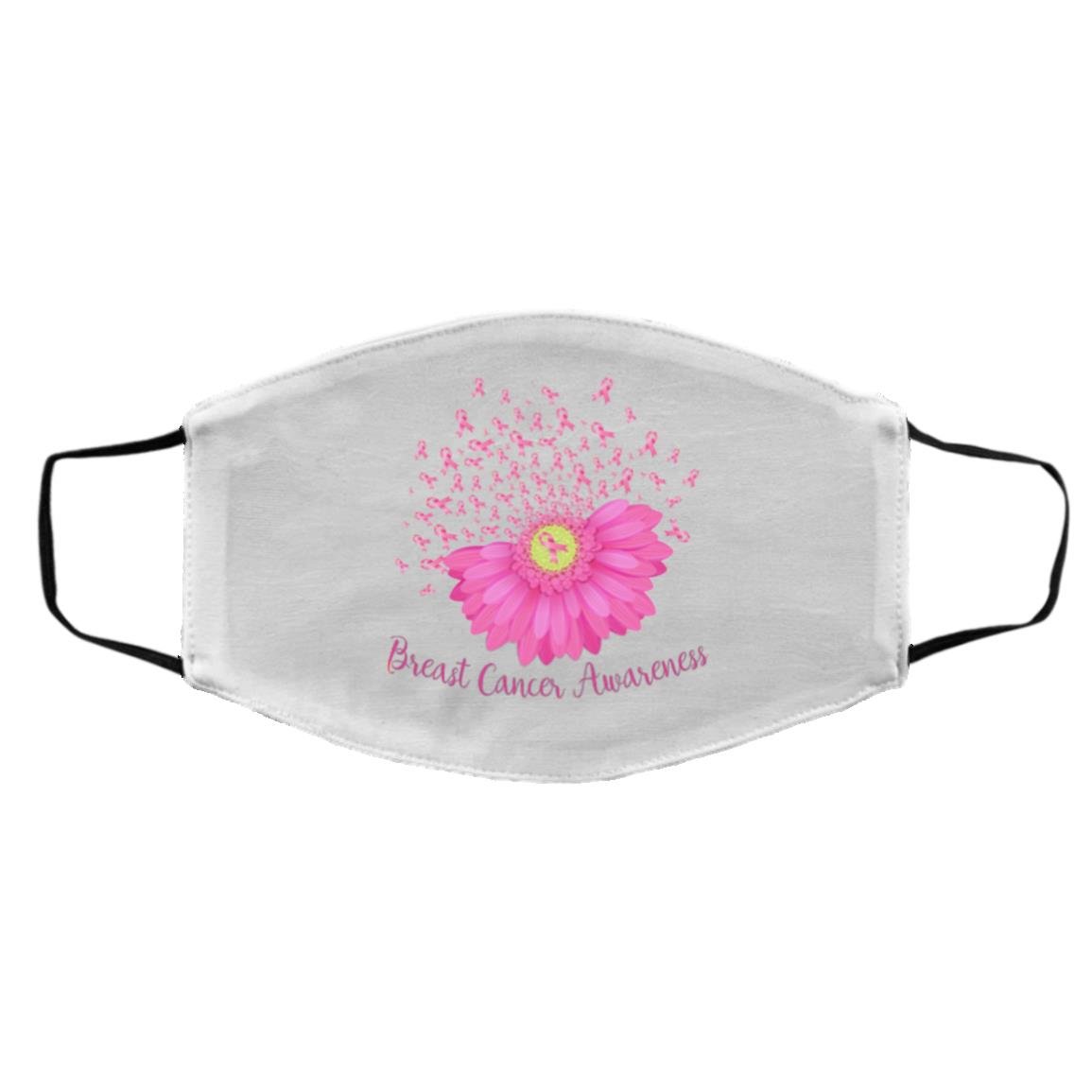 Pink Daisy mask, White, Cloth Face Cover – Medium/Large