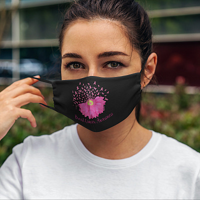 Alternative view of Pink Daisy I Wear Pink Breast Cancer Awareness Washable Reusable Face Mask