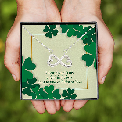 Alternative view of A Best Friend Is Like A Four Leave Clover Hard To Find and Lucky To Have Infinity Heart Pendant Necklace