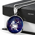 Leo Zodiac Symbol Circle Pendant Necklace - 12 Zodiac Horoscope Jewelry - Circle Luxury Necklace (Silver) Leo Zodiac Symbol Circle Pendant Necklace - 12 Zodiac Horoscope Jewelry - Circle Luxury Necklace (Silver)