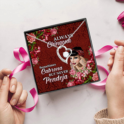 Alternative view of Mexico Girl Always Chingona Sometimes Cabrona but Never Pendeja Forever Love Pendant Necklace