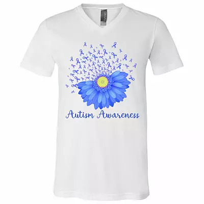 Autism Shirt, White, V-Neck T-Shirt