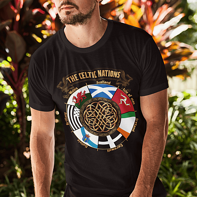 Alternative view of The Celtic Nations Isle Of Man Scotland Gaelic T-shirt - V-neck
