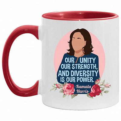 Kamala Harris Mug, White/Red, 11 oz. Accent Mug