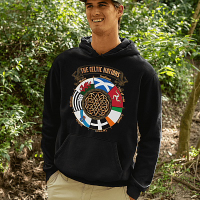 Alternative view of The Celtic Nations Isle Of Man Scotland Gaelic Hoodie - Sweatshirt - Long Sleeve Shirt