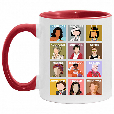 women accent mug, White/Red, 11 oz. Accent Mug