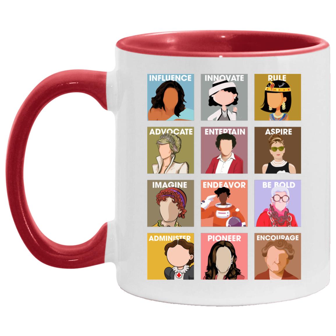 women accent mug, White/Red, 11 oz. Accent Mug women accent mug, White/Red, 11 oz. Accent Mug