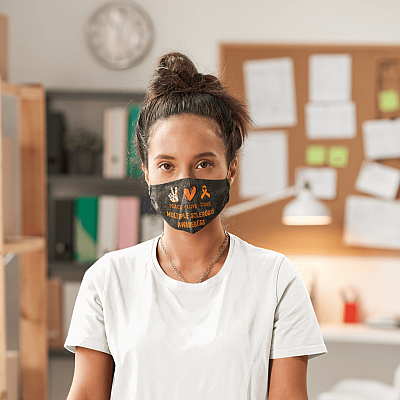 Alternative view of Multiple Sclerosis Awareness Peace Love Cure Washable Reusable Custom Printed Cloth Face Mask Cover