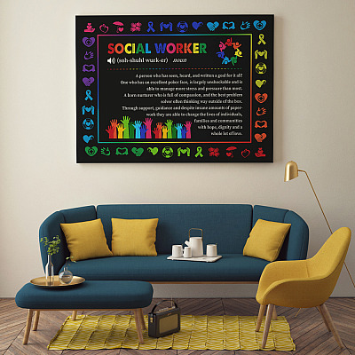 Alternative view of Social Worker Definition a Person Who Has Seen Heard And Written A Goal Framed Canvas - Unframed Poster