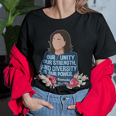 Alternative view of Kamala Harris Feminist - Our Unity Diversity Is Our Power Women Empowerment T-shirt - V-neck