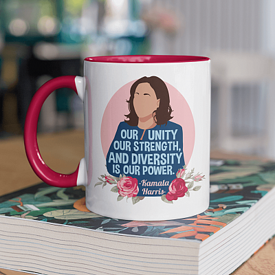 Alternative view of Kamala Harris Feminist - Our Unity Diversity Is Our Power Women Empowerment Accent Mug