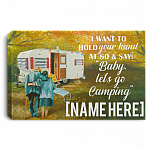 Personalized I Want to Hold Your Hand at 80 and Say Baby Let's Go Camping Framed Canvas - Unframed Poster, White, 0.75'' Framed Canvas