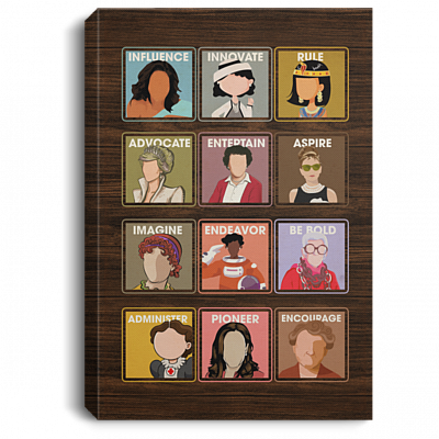 Kamala Michelle Audrey Julia Clara - Influential Women Feminist Framed Canvas - Unframed Poster, White, 0.75'' Framed Canvas