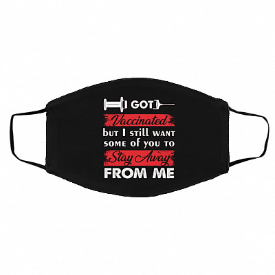 I Got Vaccinated But I Still Mask Cover, Black, Cloth Face Cover – Medium/Large