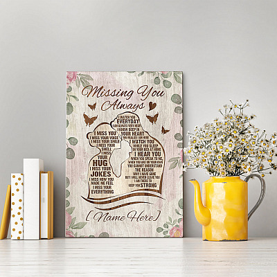 Alternative view of Personalized Missing You Always Husband And Wife Floral Memorial Framed Canvas - Unframed Poster