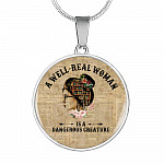 Vintage a Well-Read Woman Is a Dangerous Creature Book Lover Circle Pendant Necklace - Circle Luxury Necklace (Silver)