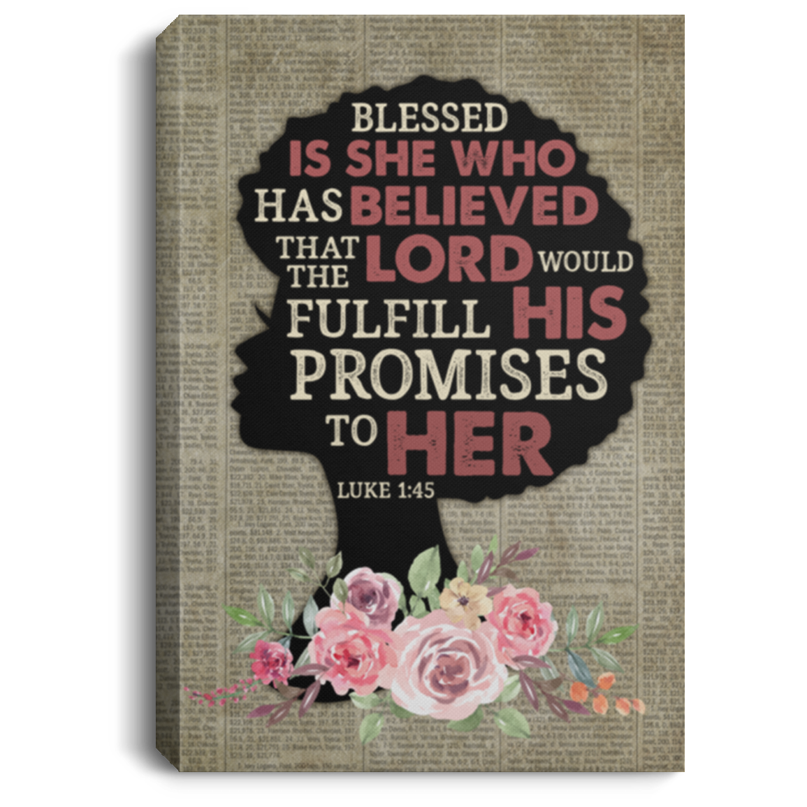 Luke 1 45 The Lord Would Fulfill His Promises to Her Gallery Wrapped Framed Canvas Prints - Unframed Poster, White, 0.75'' Framed Canvas