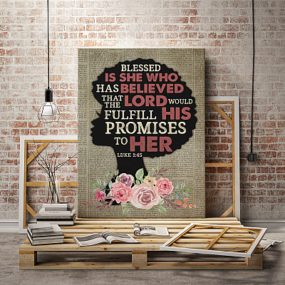 Alternative view of Luke 1 45 The Lord Would Fulfill His Promises to Her Gallery Wrapped Framed Canvas Prints - Unframed Poster