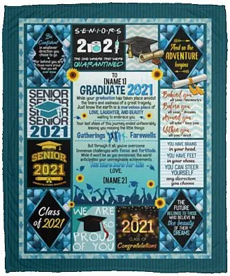 Personalized Graduate, White, Cozy Plush Fleece Blanket - 50x60