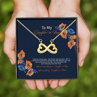 Alternative view of To My Daughter In Law I Did Not Choose You That Honor Was My Son's Infinity Heart Pendant Necklace