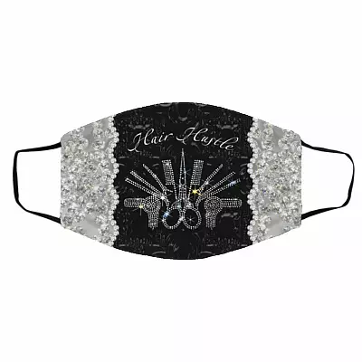 Hair Hustle, White, Cloth Face Cover – Medium/Large