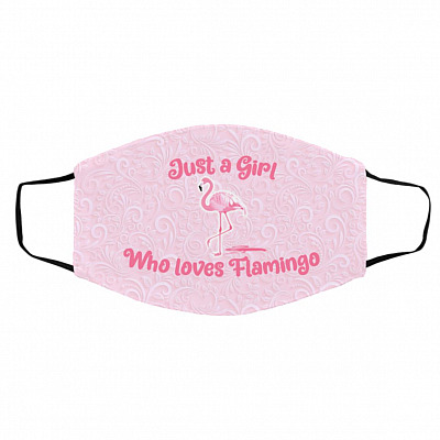 Just A Girl Who Loves Flamingo, White, Cloth Face Cover – Medium/Large