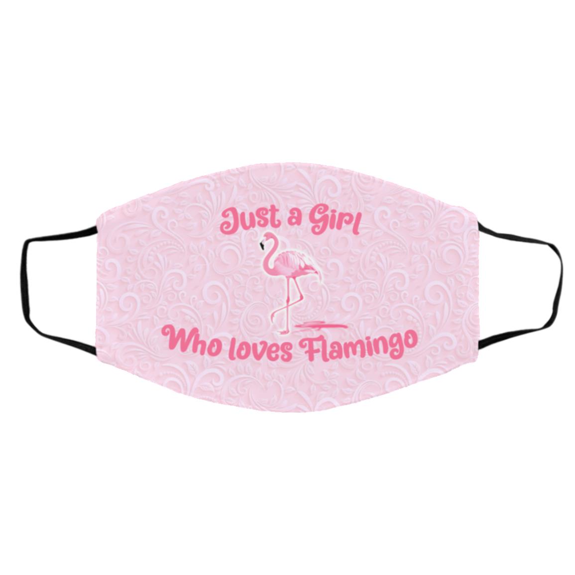 Just A Girl Who Loves Flamingo, White, Cloth Face Cover – Medium/Large Just A Girl Who Loves Flamingo, White, Cloth Face Cover – Medium/Large