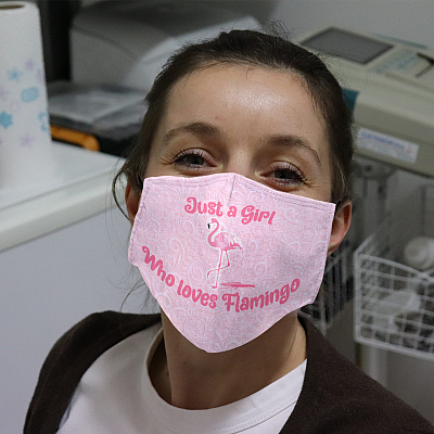 Alternative view of Just A Girl Who Loves Flamingo Washable Reusable Custom Printed Cloth Face Mask Cover