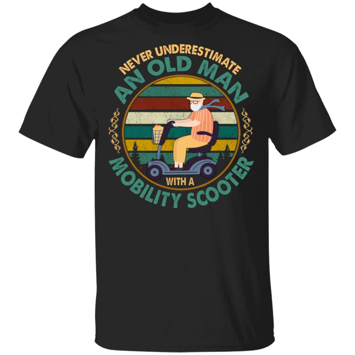 Never Underestimate An Old, Black, Unisex T-Shirt
