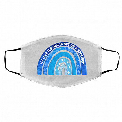 Autism mask, White, Cloth Face Cover – Medium/Large