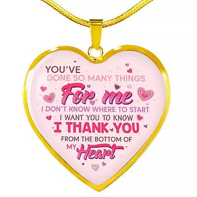 Thank You From The Bottom Of My Heart Heart Pendant Necklace - Heart Luxury Necklace (Gold Plated)