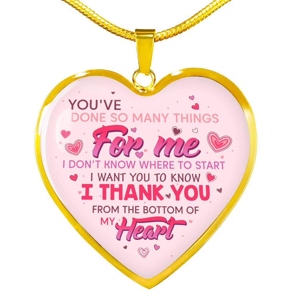 Thank You From The Bottom Of My Heart Heart Pendant Necklace - Heart Luxury Necklace (Gold Plated)