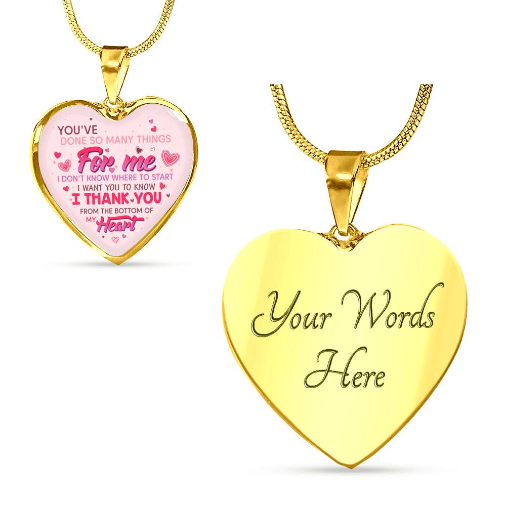Thank You From The Bottom Of My Heart Heart Pendant Necklace - Heart Luxury Necklace (Gold Plated)