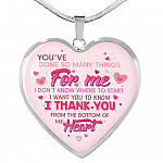 Thank You From The Bottom Of My Heart Heart Pendant Necklace - Heart Luxury Necklace (Silver)