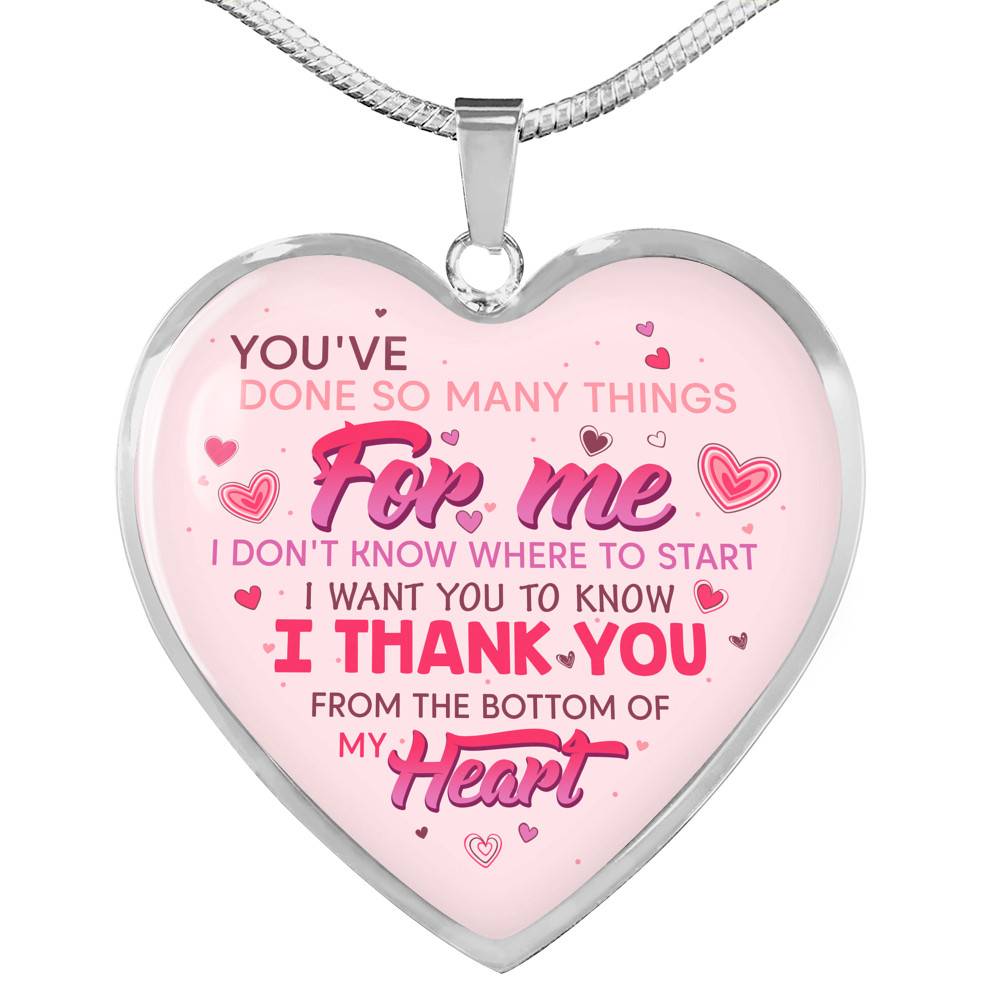 Thank You From The Bottom Of My Heart Heart Pendant Necklace - Heart Luxury Necklace (Silver)