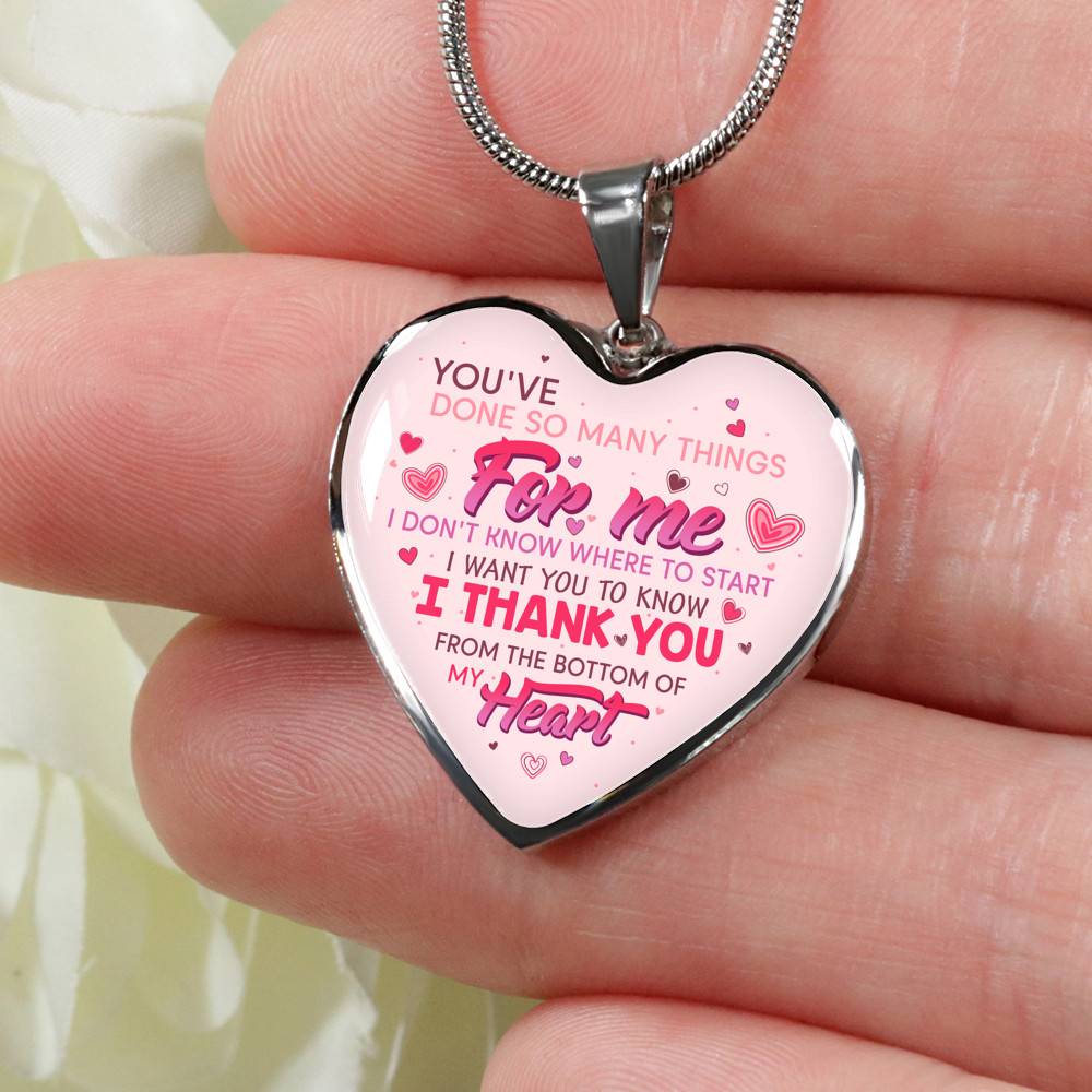 Thank You From The Bottom Of My Heart Heart Pendant Necklace - Heart Luxury Necklace (Silver)