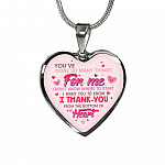 Thank You From The Bottom Of My Heart Heart Pendant Necklace - Heart Luxury Necklace (Silver)
