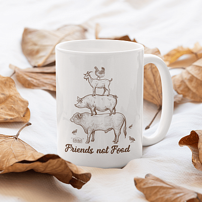 Alternative view of Friends Not Food Coffee Mug - Beer Stein - Water Bottle - Color Changing Mug - Vegetarian Gifts