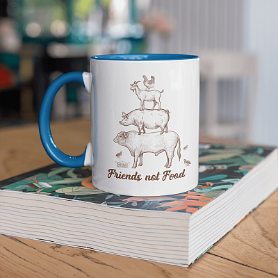 Alternative view of Friends Not Food Accent Mug - Vegetarian Gifts