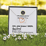 Joe You Know I Won Funny Trump White House Note 2021 Joined Interlocking Hearts Pendant Necklace